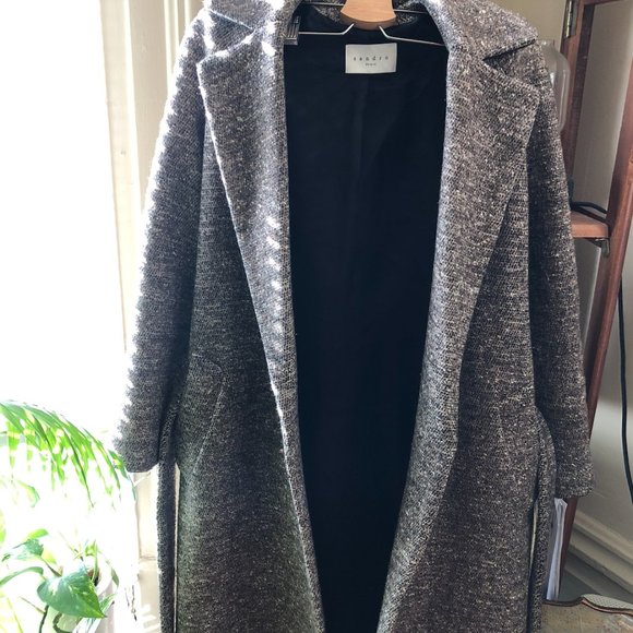 SANDRO Tweed Pattern Women's Coat - Picture 2 of 6